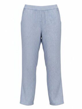 Lightweight Coastal Grandma Chic Beachy Linen Summer Pull-On Pant Chambray Blue
